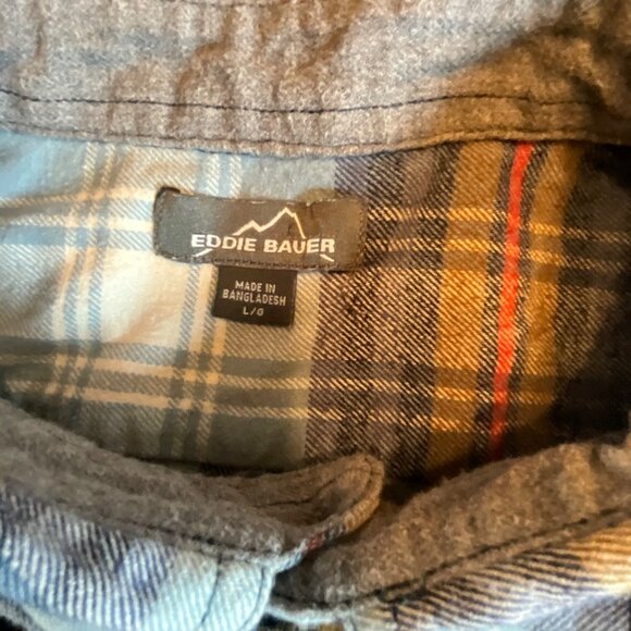 Eddie Bauer Large‎ Blue/Red/Brown/White Flannel Shirt - Picture 2 of 4